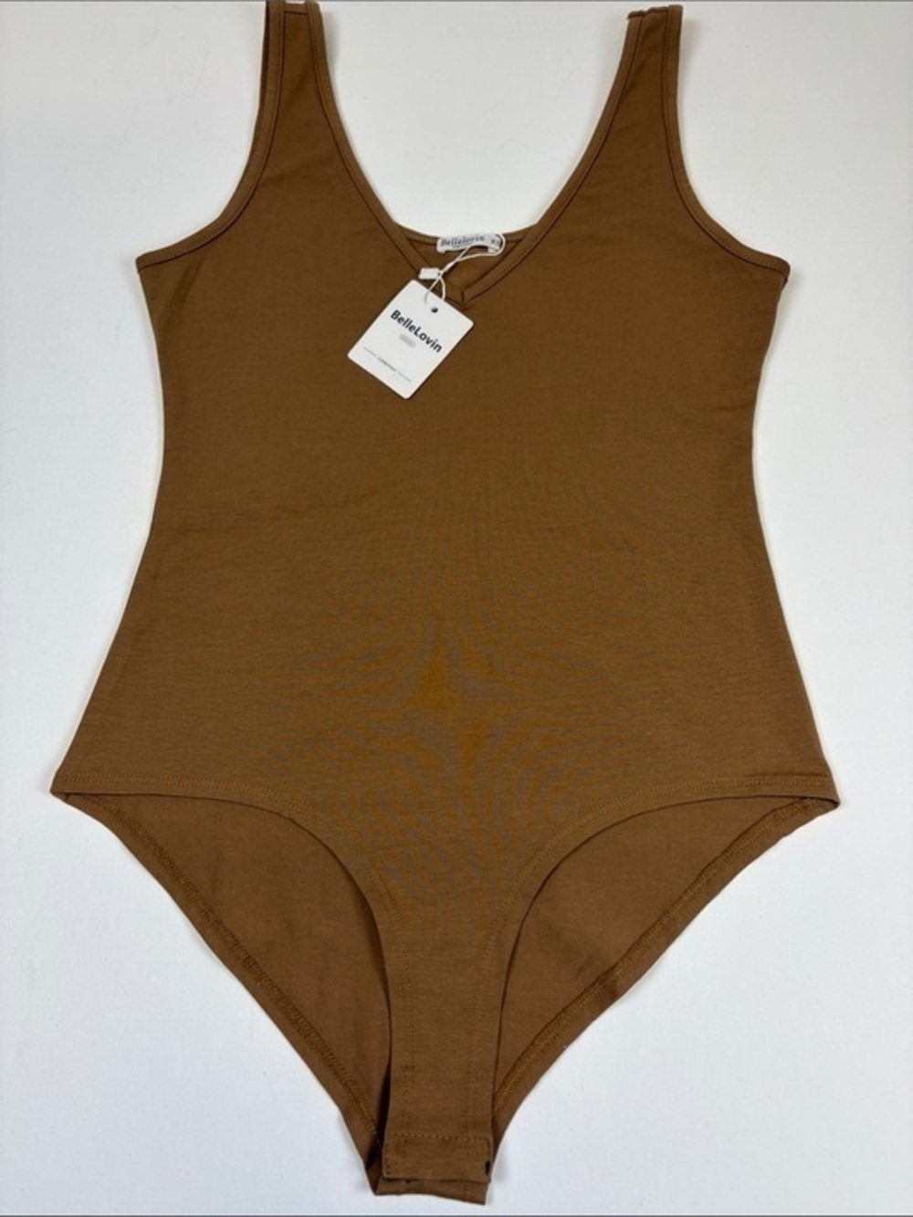 BELLELOVIN TAN SLEEVELESS V-NECK BODYSUIT WOMENS SIZE XS NWT